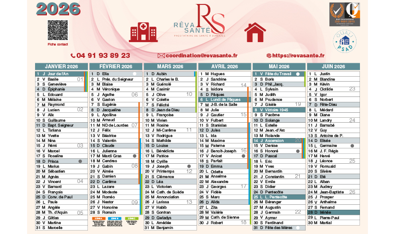Calendrier recto verso contre collé impression Imprimerie du Levant à Marseille 5ème